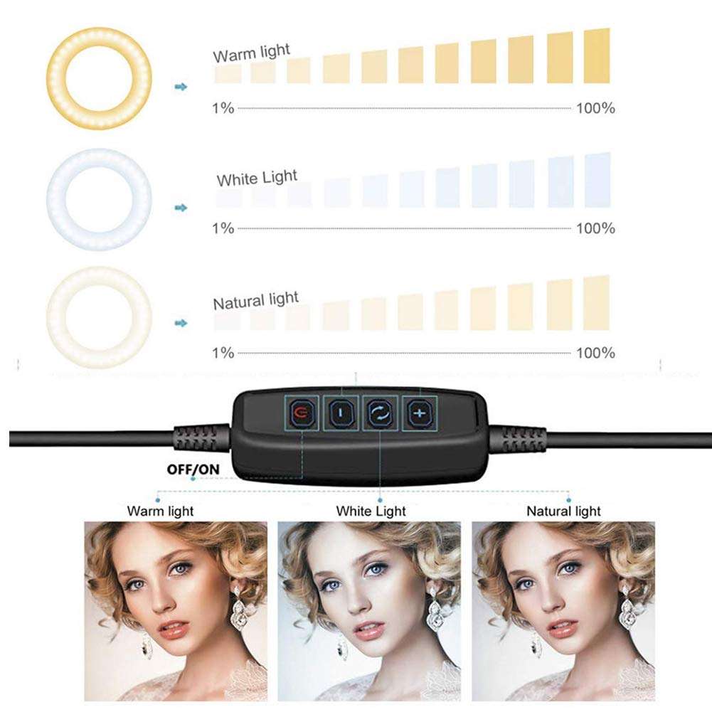 angel3292 6/10 Inch LED Ring Light,Ring Light Tripod Photo Video LED Lighting Desktop Adjustable LED Ring Light Camera Phone Live Studio Fill Lamp 1# 6