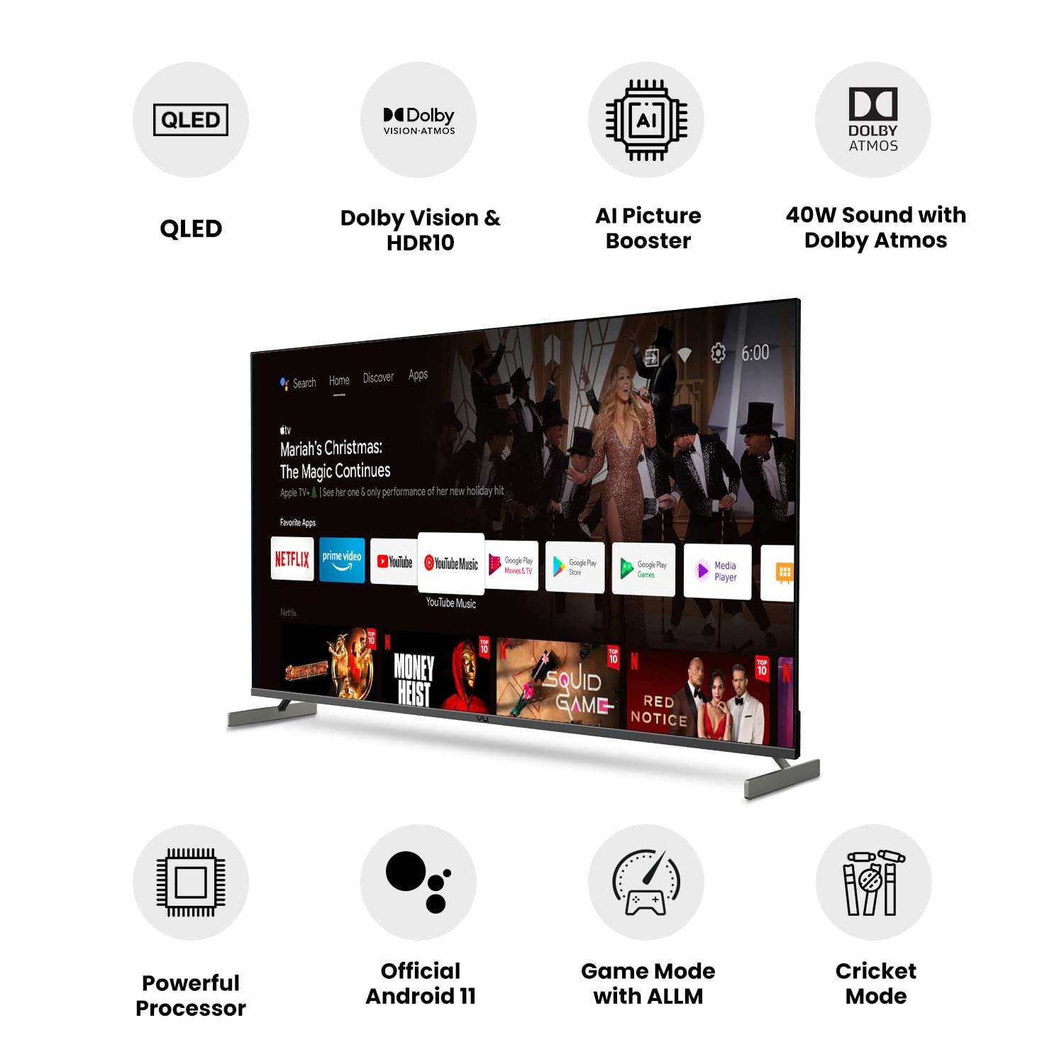 VU 139 cm (55 inches) Premium Series 4K Ultra HD Smart Android QLED TV 55QML (Charcoal Grey) 2