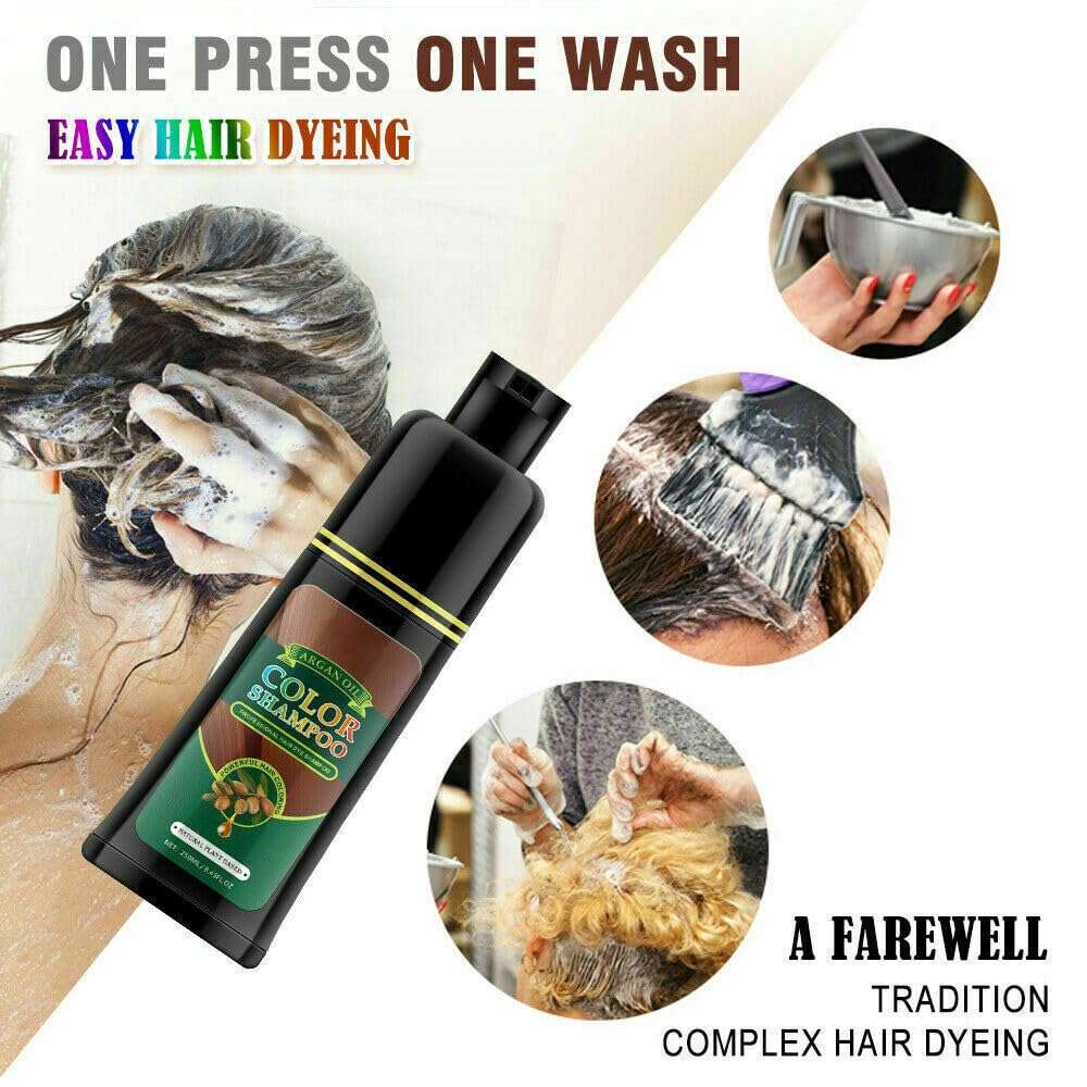 Grape Red 3-in-1 Hair Dye Shampoo with Argan Oil, 500ML, Instant Hair Color in Minutes, Long-Lasting Salon-Quality Dye, Easy Use for Men & Women, Champú Para Canas Mujer 6