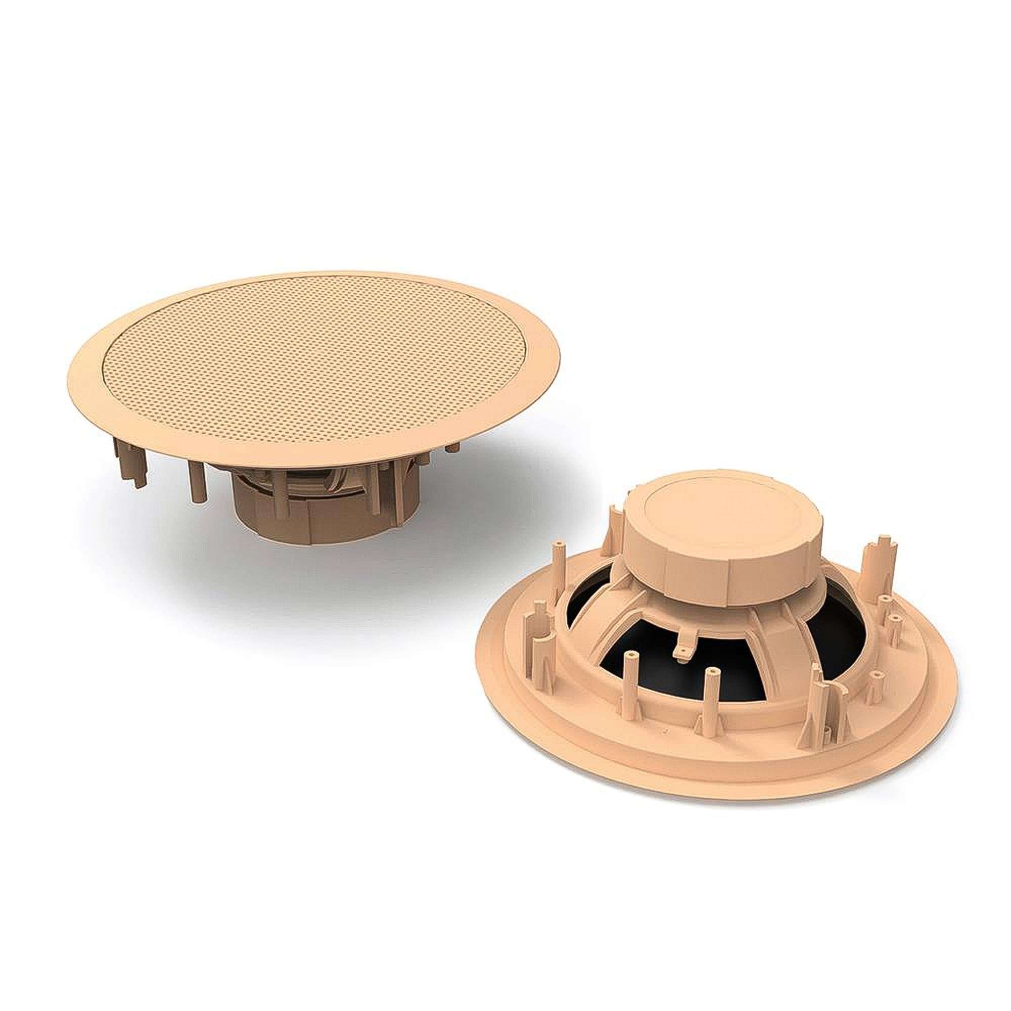 Pyle 1 Pair Speakers, 200W 6.5" Flush Mount in Wall/in Ceiling Speakers with Spring-Loaded Terminals, PDIC Series, Tan 1