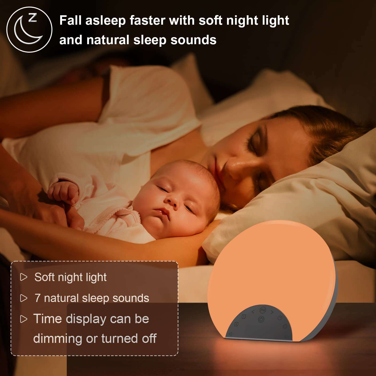 ANTDALIS Sunrise Alarm Clock Wake Up Light for Kids, Adults, Heavy Sleepers with Dual Alarms, Snooze, Sleep Aid with 7 Nature Sounds for Bedrooms with 8 Colors Night Light, FM Radio, Gift Ideas 5