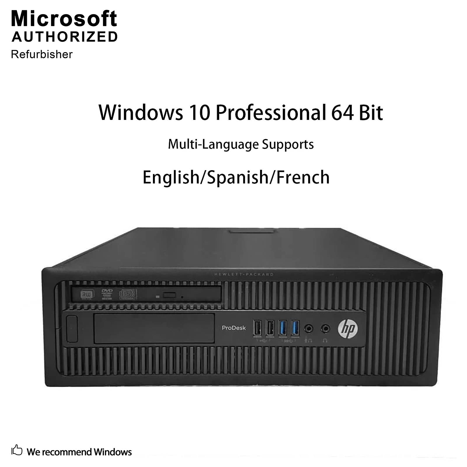 HP ProDesk 600 G1 Small Form Factor PC, Intel Quad Core i5-4690 up to 3.9GHz, 8G DDR3, 500G, DVD, WiFi, BT 4.0, Windows 10 Pro 64 Bit-Multi-Language Supports English/Spanish/French(Renewed) 3