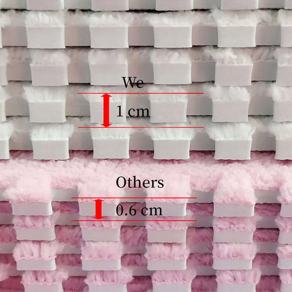 12 Pcs Plush Foam Interlocking Carpet Tiles,Soft Shaggy Fluffy Floor Area Rugs with Padding,Colorful Floor Protective Mats for Home Kids Room Playroom (White and Green, 11.8 x 11.8 x 0.39) 4