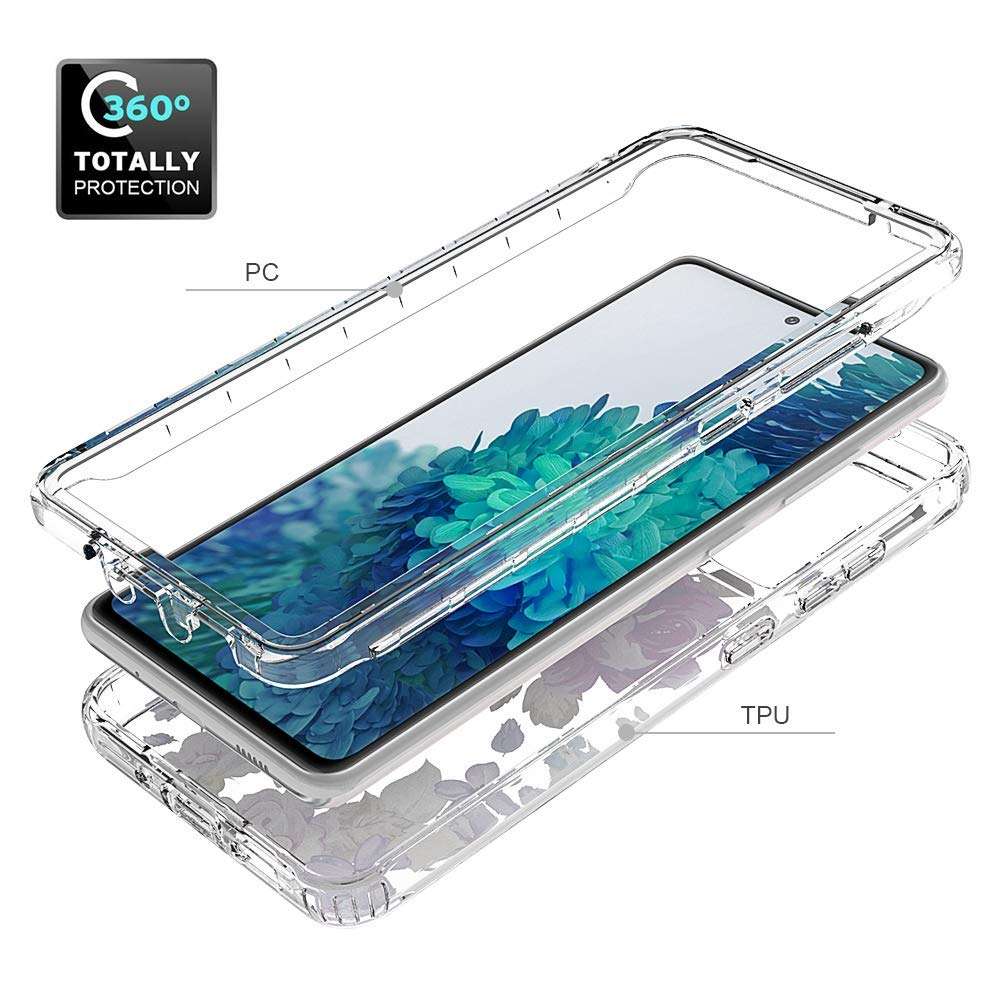 Samsung Galaxy S20 FE 5G Case,Scalette Galaxy S20 FE Case,Dual Layer Clear Flower Design,Soft TPU Back Cover Clear Shockproof Floral Pattern with PC Bumper for Women for Galaxy S20 FE Case,Purple 3