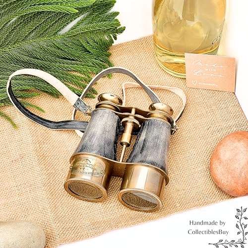 Handmade Antique Victorian Marine Brass Leather Cover Belt Binocular Sailor Instrument for Adults Marine Binoculars for Bird Watching Hunting Viewing 4