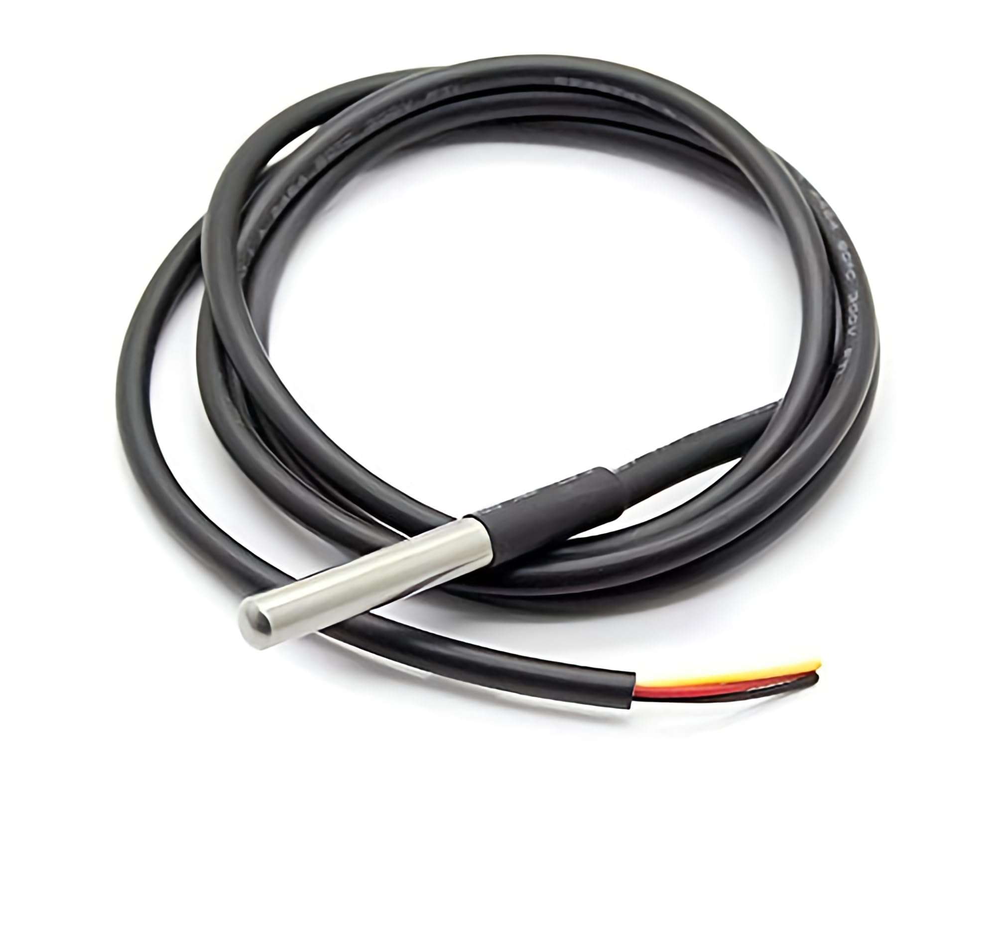 Hexonix DS18B20 Waterproof Digital Temperature Sensor Probe-1 Meter (100cm)-Unique 64-bit ID-Waterproof Temperature Sensor-Heat Resistant Thermal Cable-Black 1