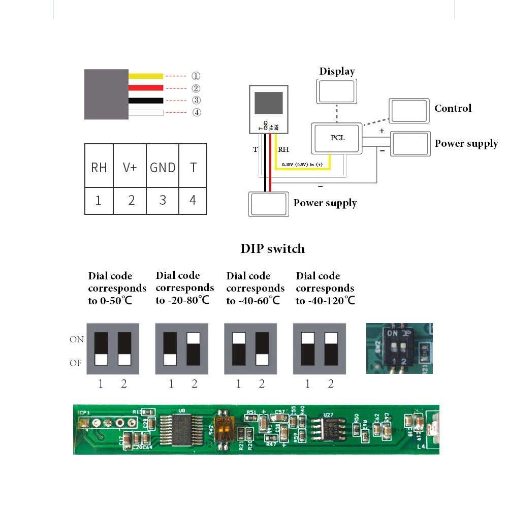 Taidacent Temperature and Humidity Transmitter Modbus Temperature Transmitter Pipeline High-precision Industrial RS485 Moisture Sensor RS485 Communication Explosion-proof Probe (Voltage 0-10V Output) 6