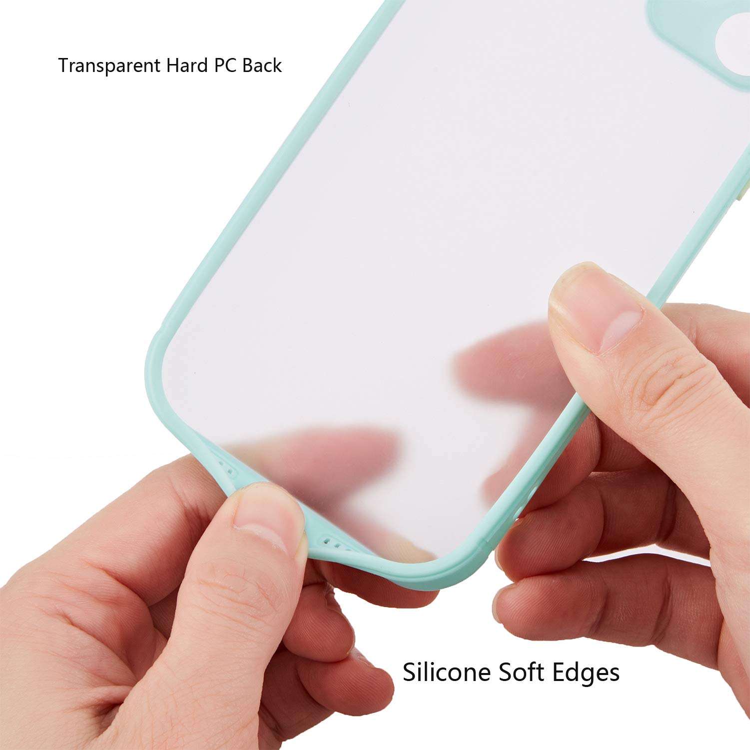 Phone Case for iPhone 12 Case 6.1 inch Camera Lens Full Protection Silicone Soft Bumper Matte Transparent Back Cover Shockproof (Mint Green) 3