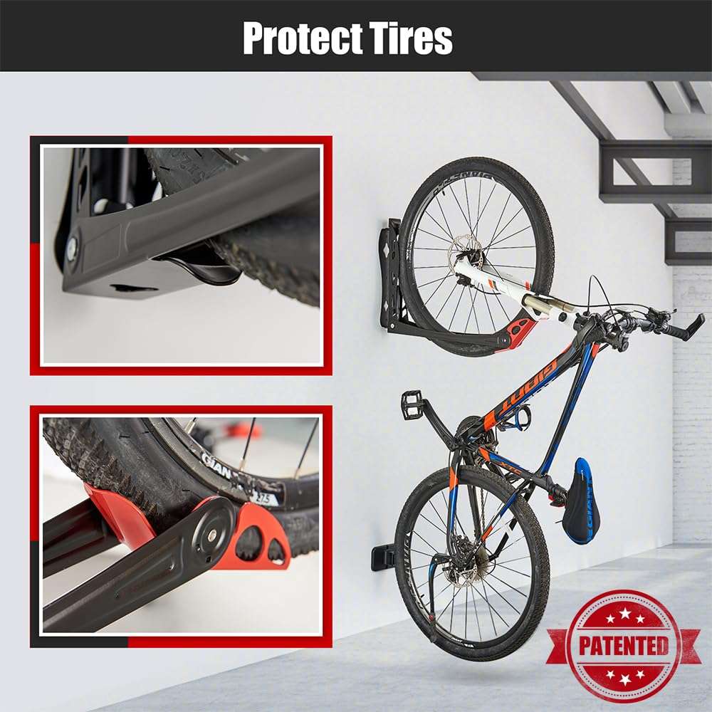 Ultrawall BIKEPAL Swivel Bike Racks, No Lifting Wall Mounted Bike Storage Solution for Home, Garage Bike Hanger, 2 Pack 4