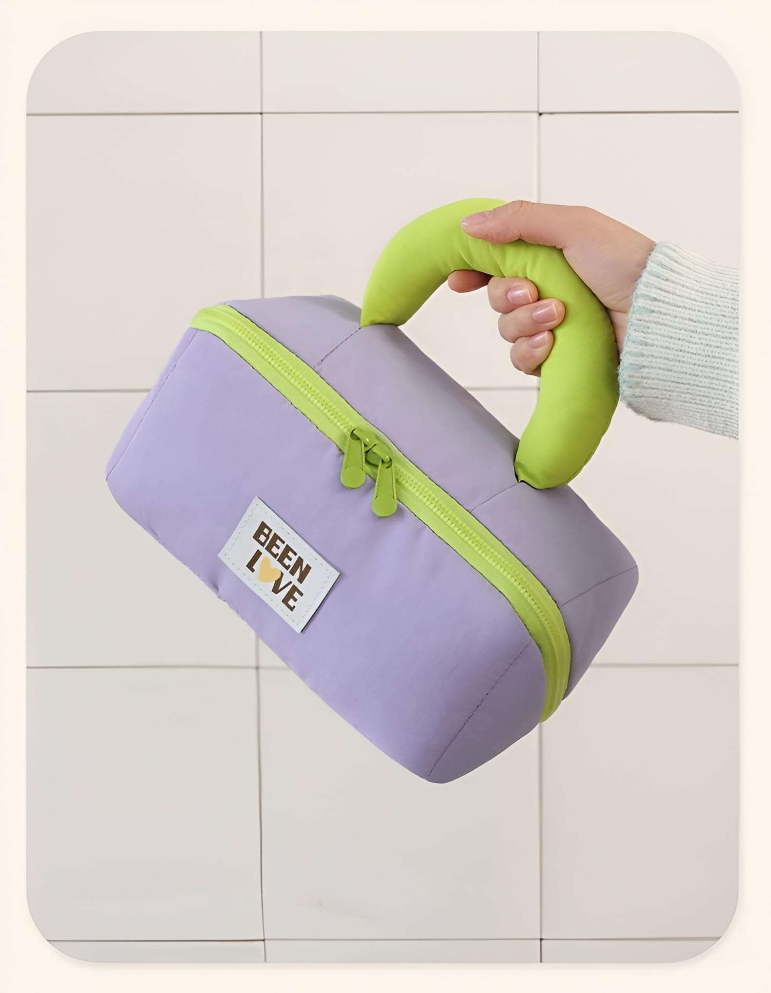 Travel Makeup Bag for Women | Portable Cosmetic Organizer with Handle & Zipper | Waterproof Toiletry Pouch for Makeup Brushes, Skincare & Accessories (Cross Open Bag, Purple) 5