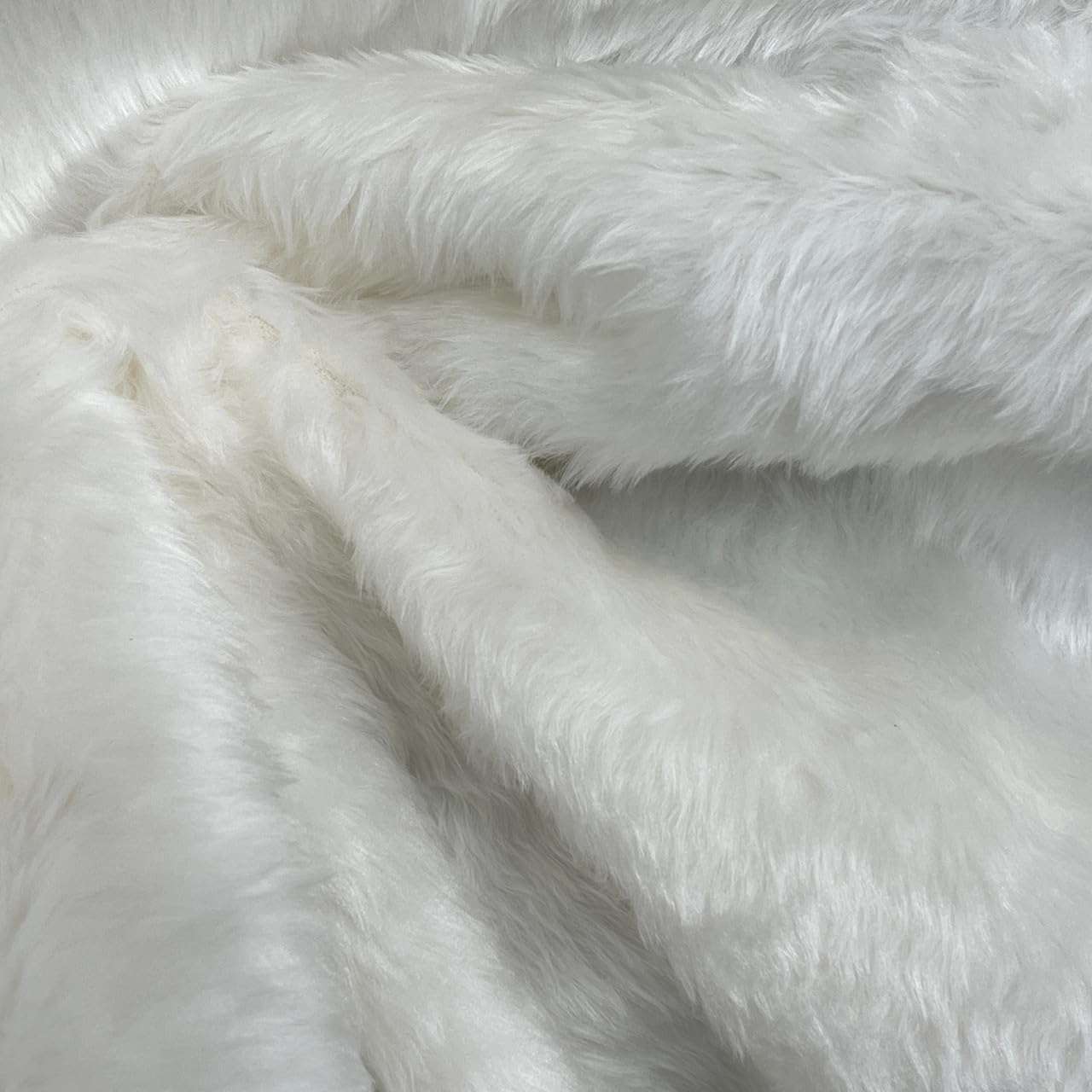 PICKKART Fluffy Faux Fur Fabric, for Dresses, Jackets, Coats, Scarves, Pillow Covers, Blankets and Home Decor (White) 1