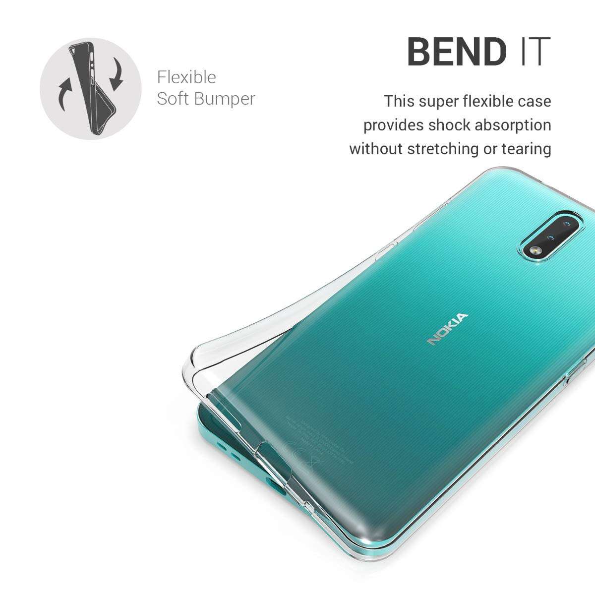 kwmobile Case Compatible with Nokia 2.3 - Clear Case Soft Slim Flexible Protective TPU Phone Cover - Transparent 2