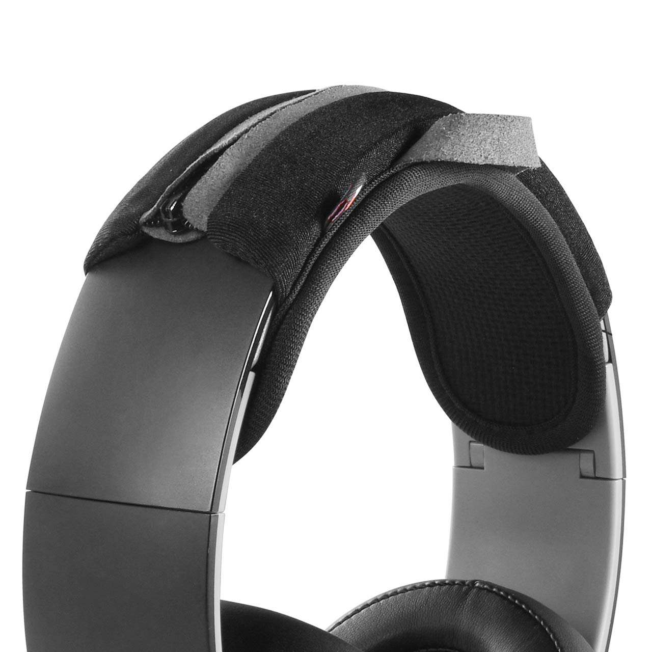 Large Sized Replacement Headband Cushion Pad Cover Head Band Protector with Zipper, Headband Cover Cushion Protector Pad for Headphones (Max for 2-1/2''W cushion pad, Black)