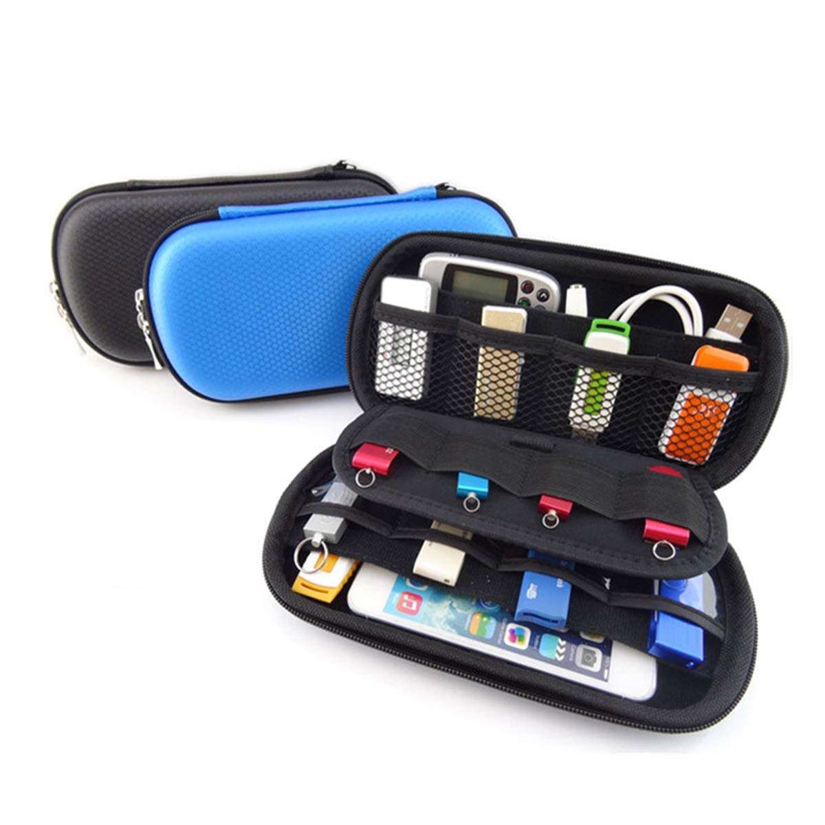 GHKJOK Small Electronics Case Carrying Case Gadget Bag Oval Tidy Storage Box for U Disk Charging Plug Data Cable Package Earphone Nylon Organizer Snake Skin Pattern Multifunctional 3