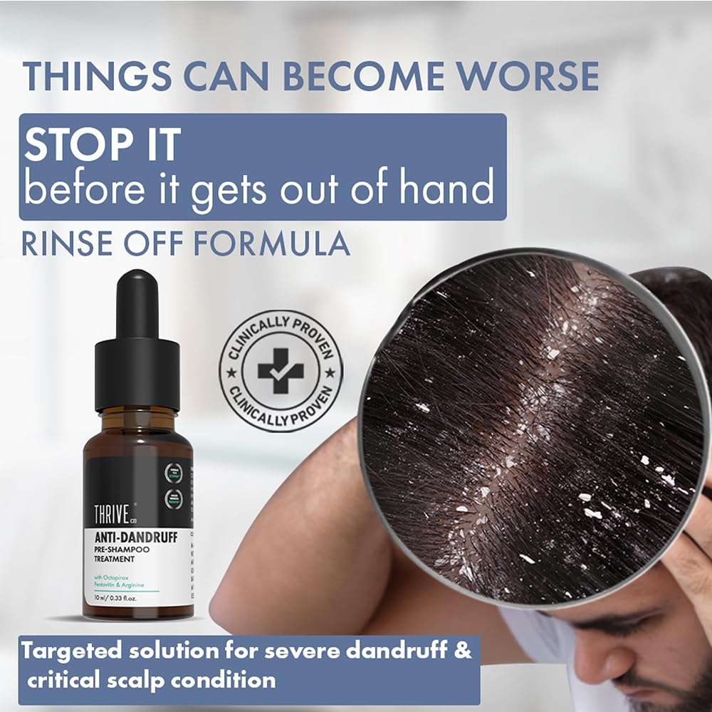 ThriveCo Anti-Dandruff Pre-Shampoo Serum for Itchy, Dry & Flaky Scalp | With Octopirox, Pentavitin & Arginine | Reduces Hair Breakage & Strengthens Hair for Men & Women | 10ml 4