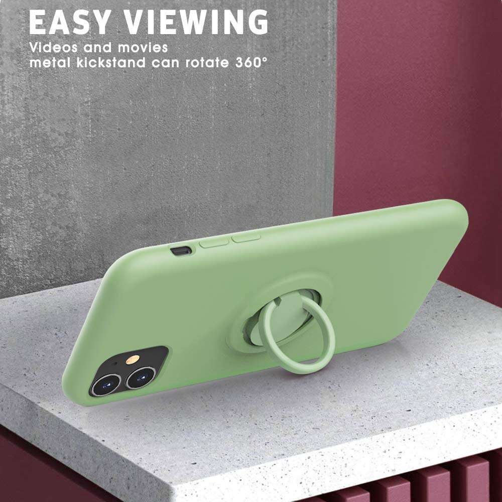 Vooii for iPhone 11 Case Kickstand | Baby Grade Liquid Silicone | 10ft Drop Tested Protective, Microfiber Lining Shockproof Full-Body Cover Case for iPhone 11 - Matcha 3