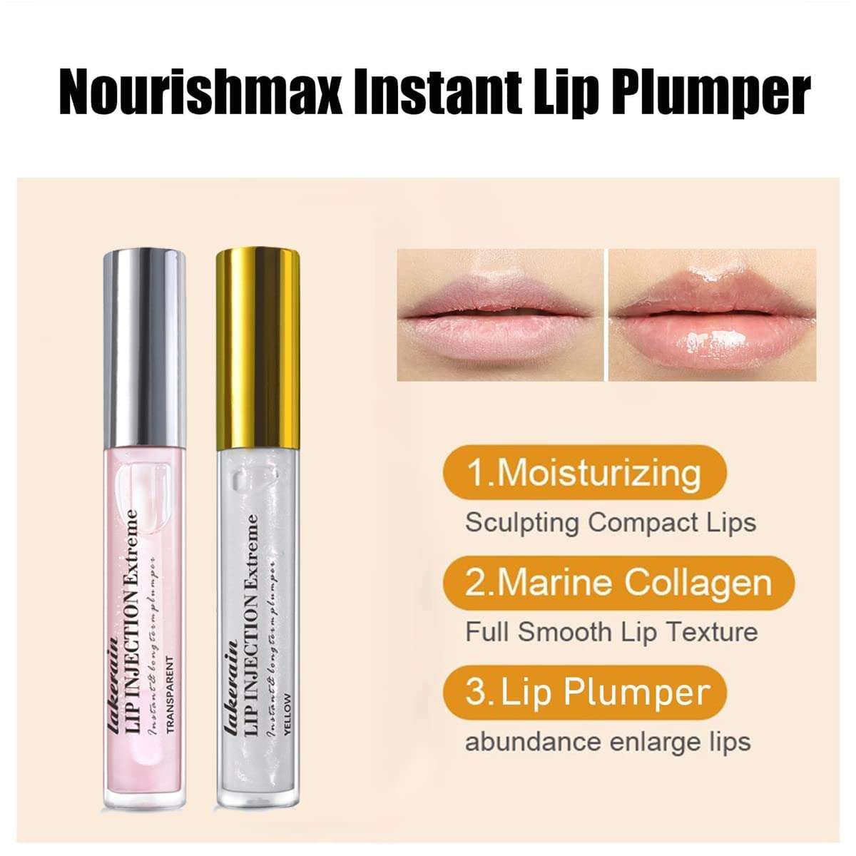 vljsfkh Lip Plumper Nutri-Filler Lips, Instant Lip Plumper Gloss, Lip Plumper Clear, Advanced Lip Plumping Treatment, Day and Night Lip Plumper for Women 4