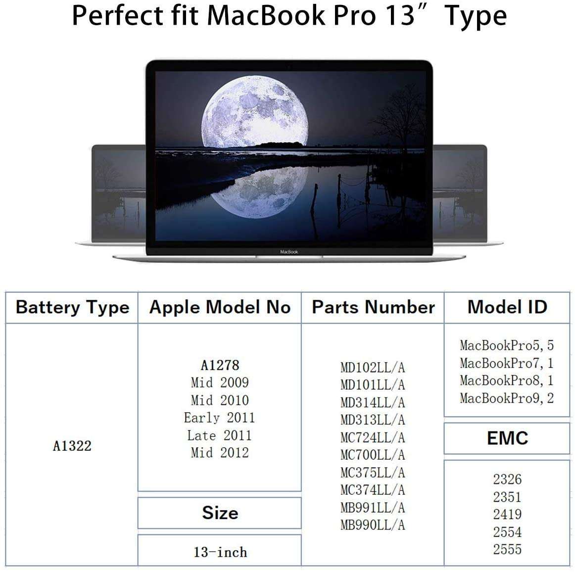 A1322 A1278 Battery for MacBook Pro Battery 13 inch Mid 2012 2010 2009 Early & Late 2011,661-5557 661-5229 MacBook pro A1278 A1322 Battery [12 Months Warranty] 2