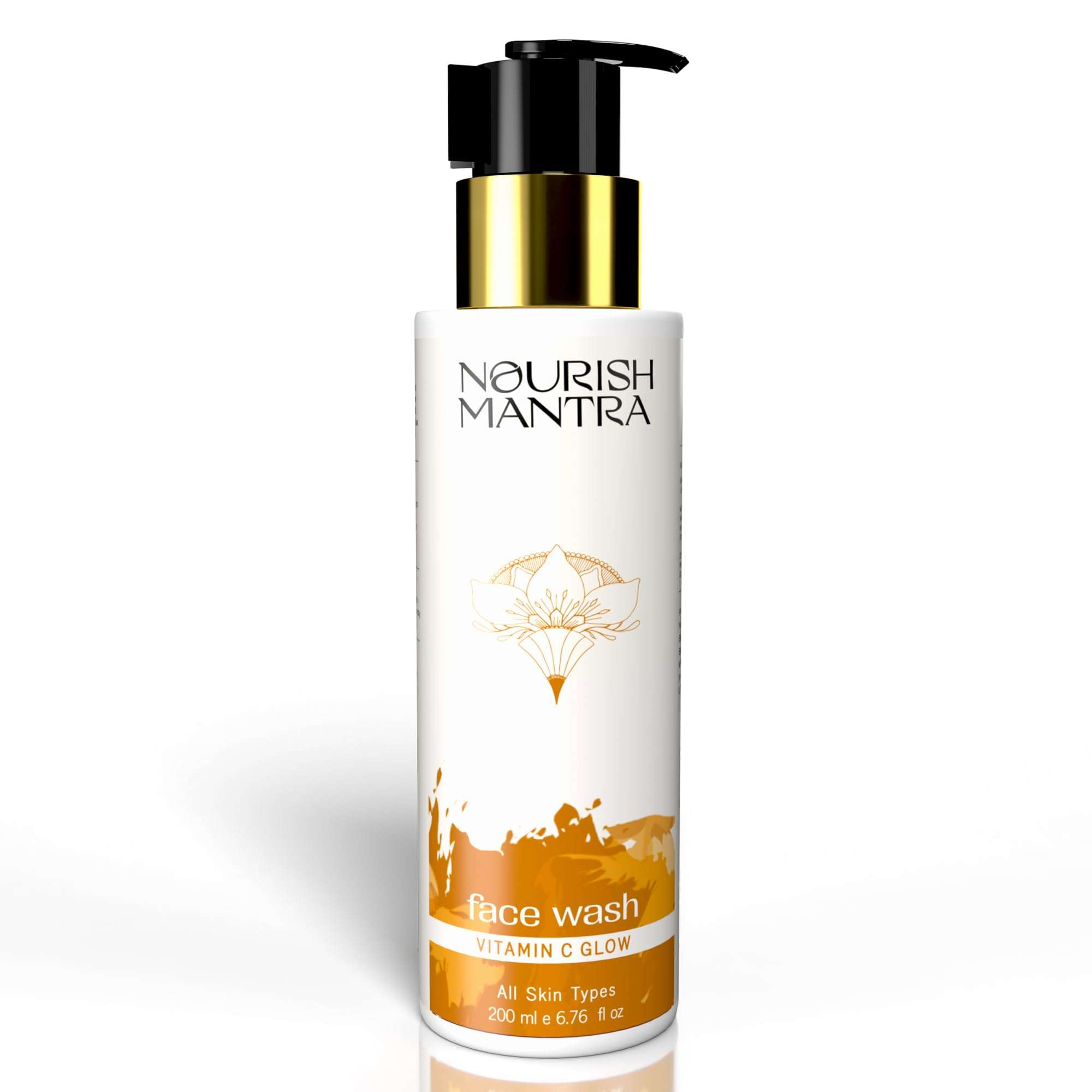 NOURISH MANTRA Vitamin C Glow Face Wash | Gently Cleanses the Skin | Infused With Vitamin C, Aloe Vera, & Vitamin E | Suits All Skin Types | For Men & Women | 200 ml