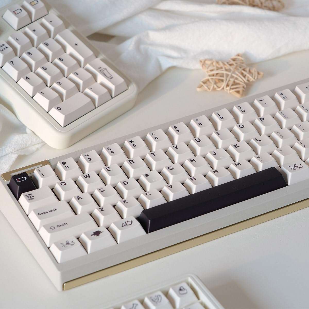 PBT Black White Retro Keycaps, Cherry Profile Keycaps, Custom Keyboard Keycaps Set,152 Keys Suitable for Cherry Mx Switch Keyboard 4