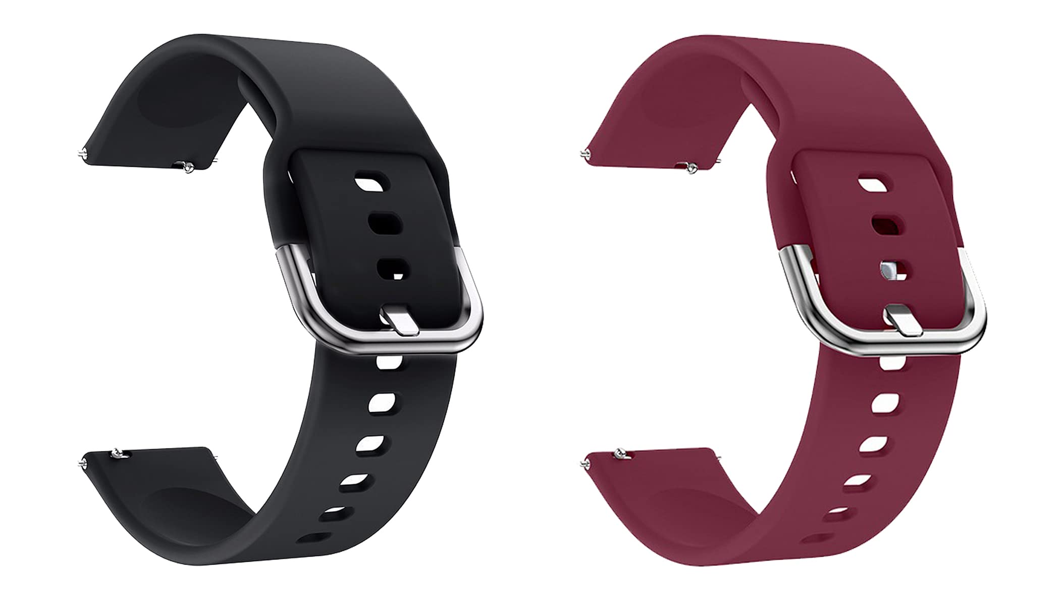 ACM Pack of 2 Watch Strap Silicone Belt Compatible with Fireboltt Starcross Bsw056 Smartwatch Sports Hook Band (Black/Burgundy Purple) 1