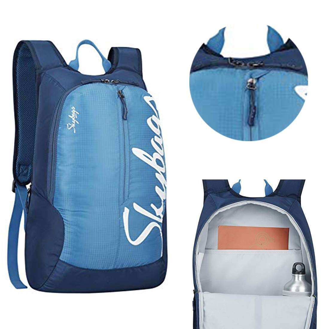 MaBelle BOHO 04 SKYBAG Trendy Design 18L School/College Bag Combo with 1 Single Line Spiral Binding 200 Pages Notebook & 5 Register (108 Pages) ,-01 Set/Premium Materials - Blue 3