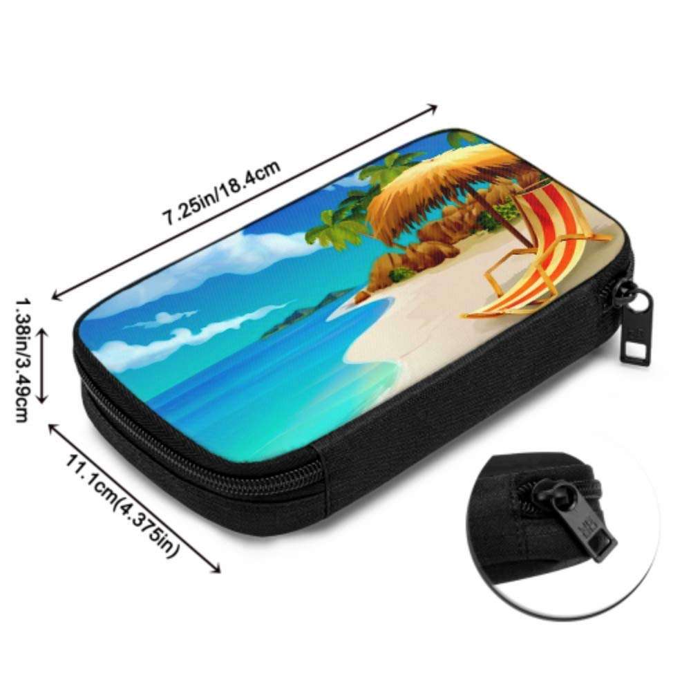 Electronics Accessories Organizer Bag Tropical Beach Lounge Chair Vector Background Electronics Organizer Traveling Electronic Organizer Storage Bag of Cases for Cable, Charger, Phone, USB, Sd Card 5