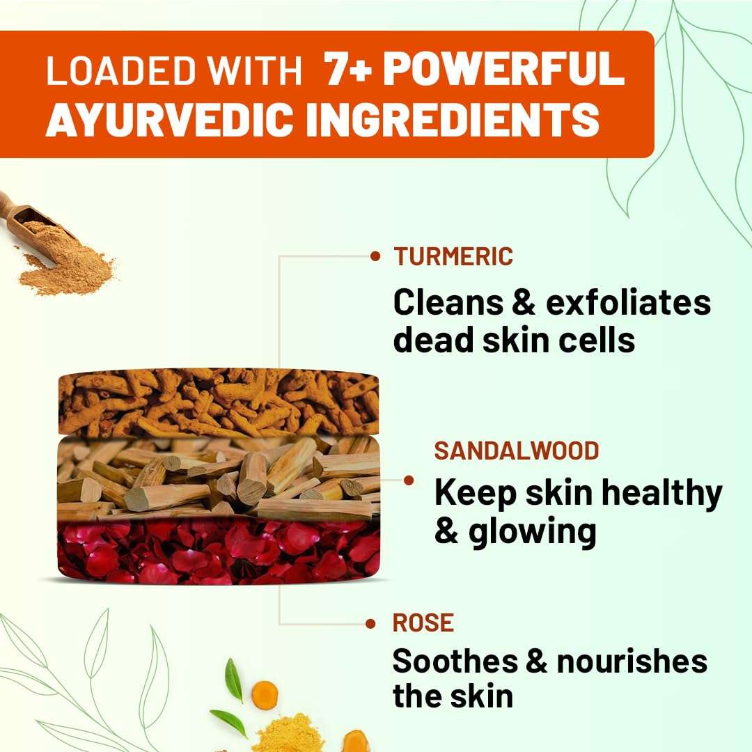 Babyorgano Natural Baby Ubtan Face Pack Powder for Skin Brightening | Exfoliates Dead Skin | Tan Removal Bath Powder for Women and Kids | Enrihced Chickpea, Turmeric & Sandalwood 100% Ayurvedic 100gm 4