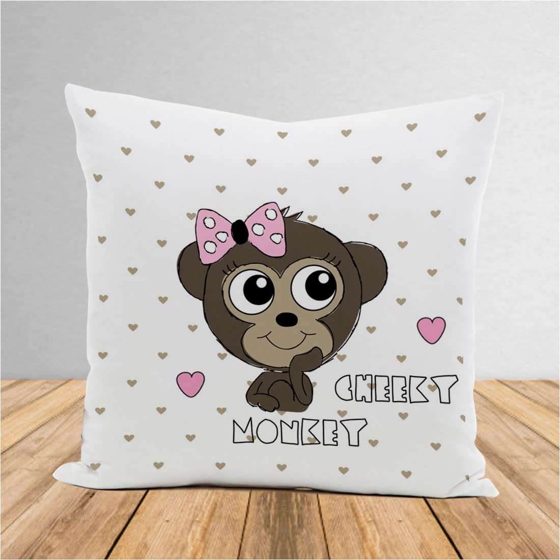 Khakee Valentine Day Gift Cheeky Monkey Quote Printed Red Cushion Cover 12x12 inches with Filler - Valentine Gifts for Girlfriend Boyfriend, Birthday Gift for Husband Wife(Kvd23012) 1