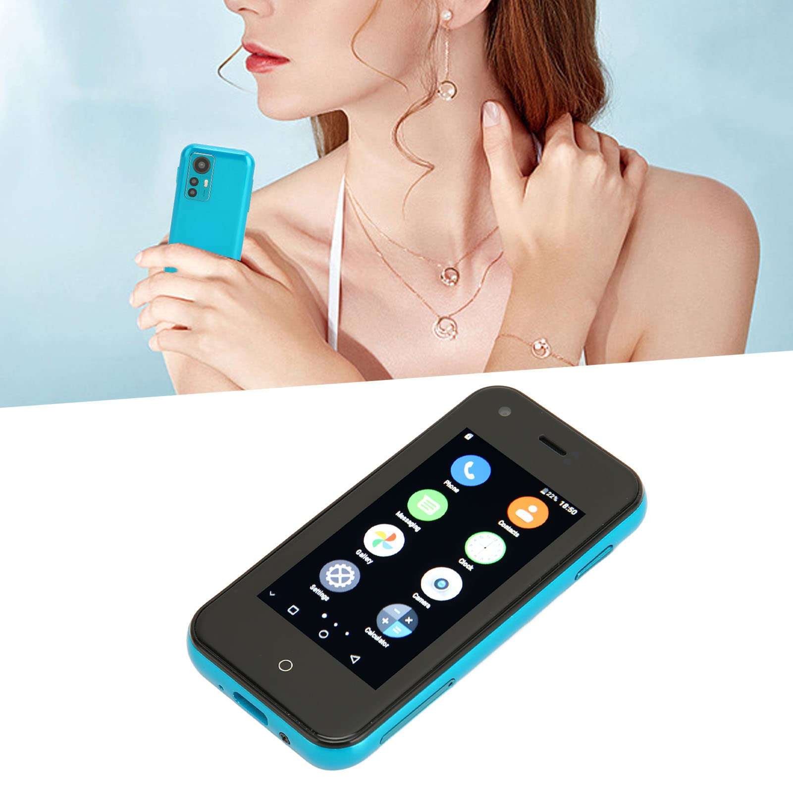3G Mini Smartphone, MTK6580 CPU 2.5 Inch Soyes D18 Mini Mobile Phone for Home (Blue Rose) 3
