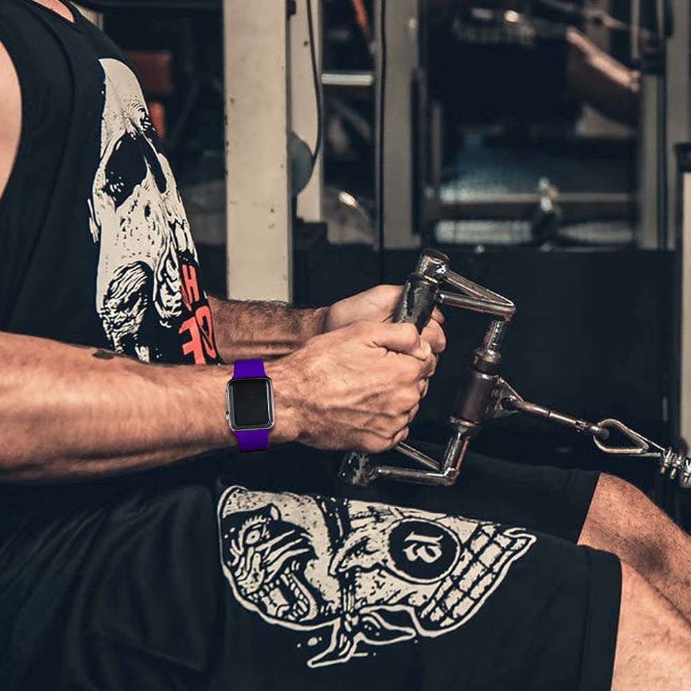 JuQBanke Sport Bands Compatible with Apple Watch Band 38mm 40mm 41mm 42mm 44mm 45mm, Soft Silicone Sport Band Replacement Strap Compatible with iWatch Series SE 7 6 5 4 3 2 1 Women Men (D 42/44/45mm) 6