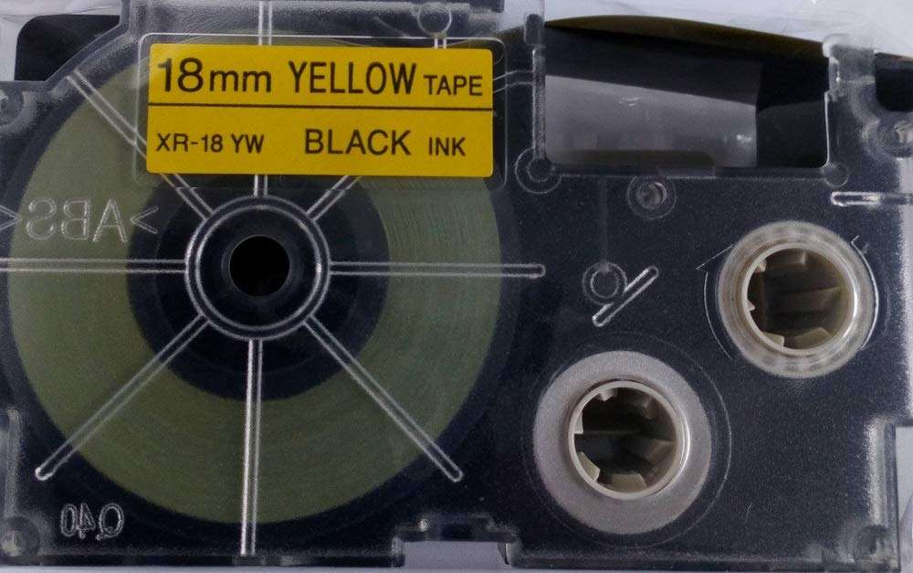 Casio 18mm Label Printer Cartridge Black Print on Yellow Tape 5