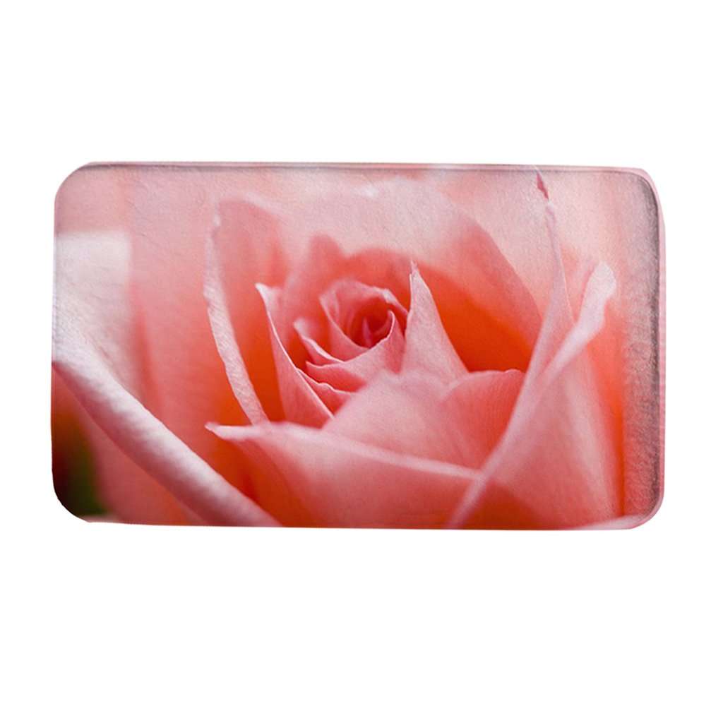 Elegant Essence Kitchen Floor Mat Comfort Anti Slip Flannel Indoor Bahroom Rug Pink Rose 2