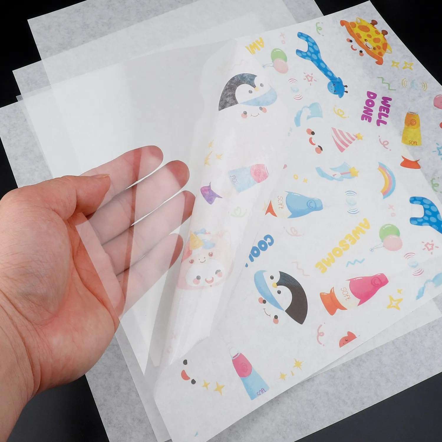 Printable Washi Sticker Paper for Inkjet & Laser Printers, 8.5x11 Inch Full Sheet, 25 Sheets, Semi transparent