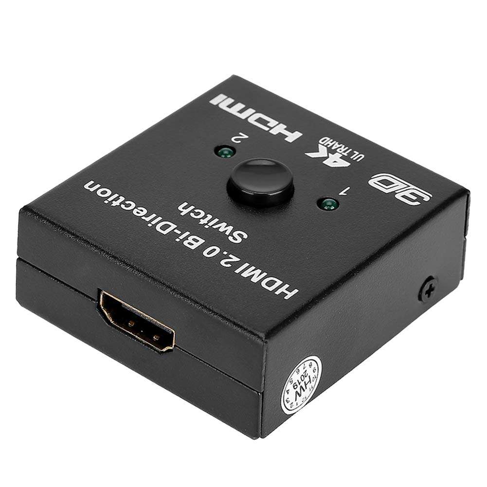 Two-Way HDMI Switcher, Fine Workmanship Practical HDMI Splitter, Gaming Consoles Projectors for PCs Office Laptops Apartment Hotel School Home 4