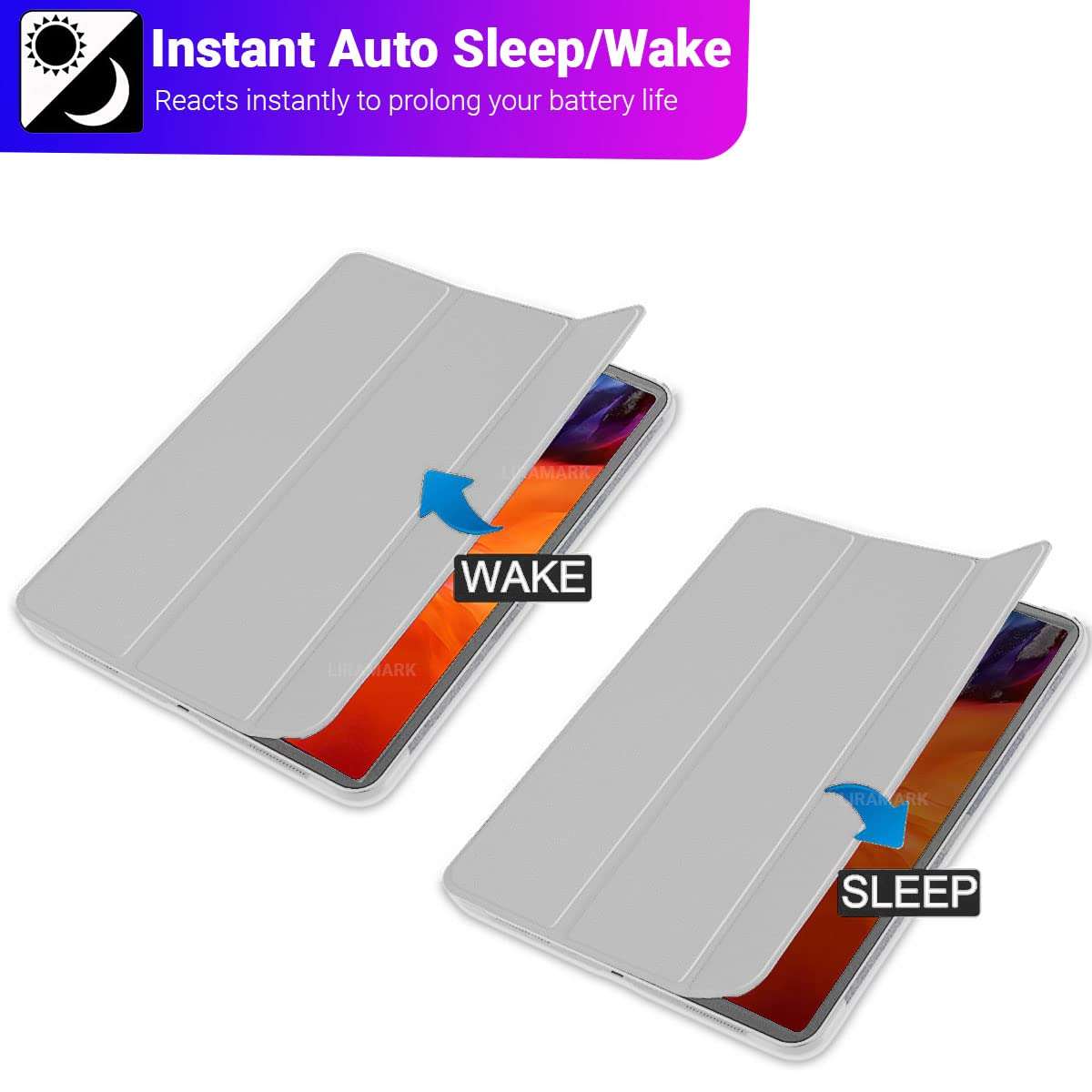 LIRAMARK Rebel Series Back Cover Case Compatible with Apple iPad Pro 12.9 inch 2020 4th Generation - Grey 5