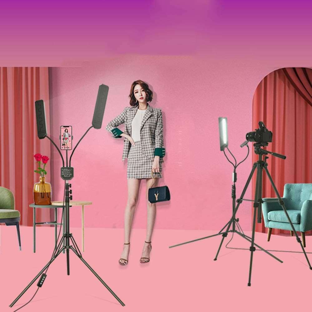 Fill light ZGM Ring Light Selfie LED Two Arms with Tripod and Phone Holder Beauty Lamp 3-Color Lighting/10 Brightness USB YouTube Live Broadcast Tiktok Video Makeup Photography 3
