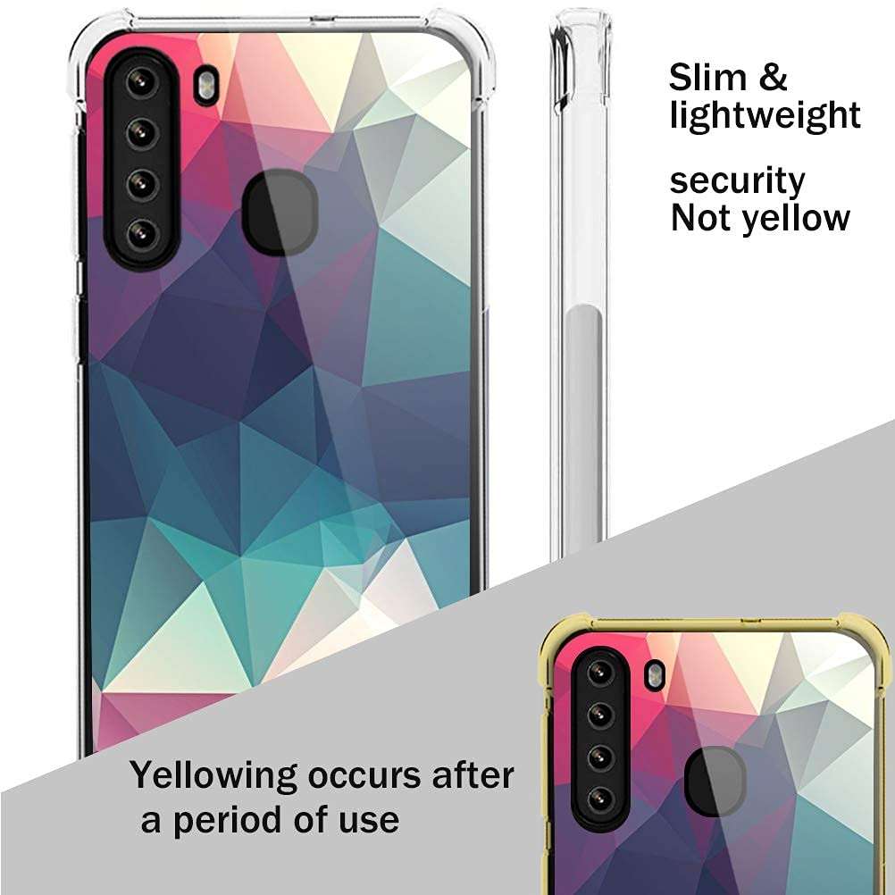 Croazhi Clear Case Compatible with Samsung Galaxy A21 Phone Case Silicone Protective Cover Thin Transparent TPU with Pink Flower Marble Design Waterproof 360 Bumper for Galaxy A21 3