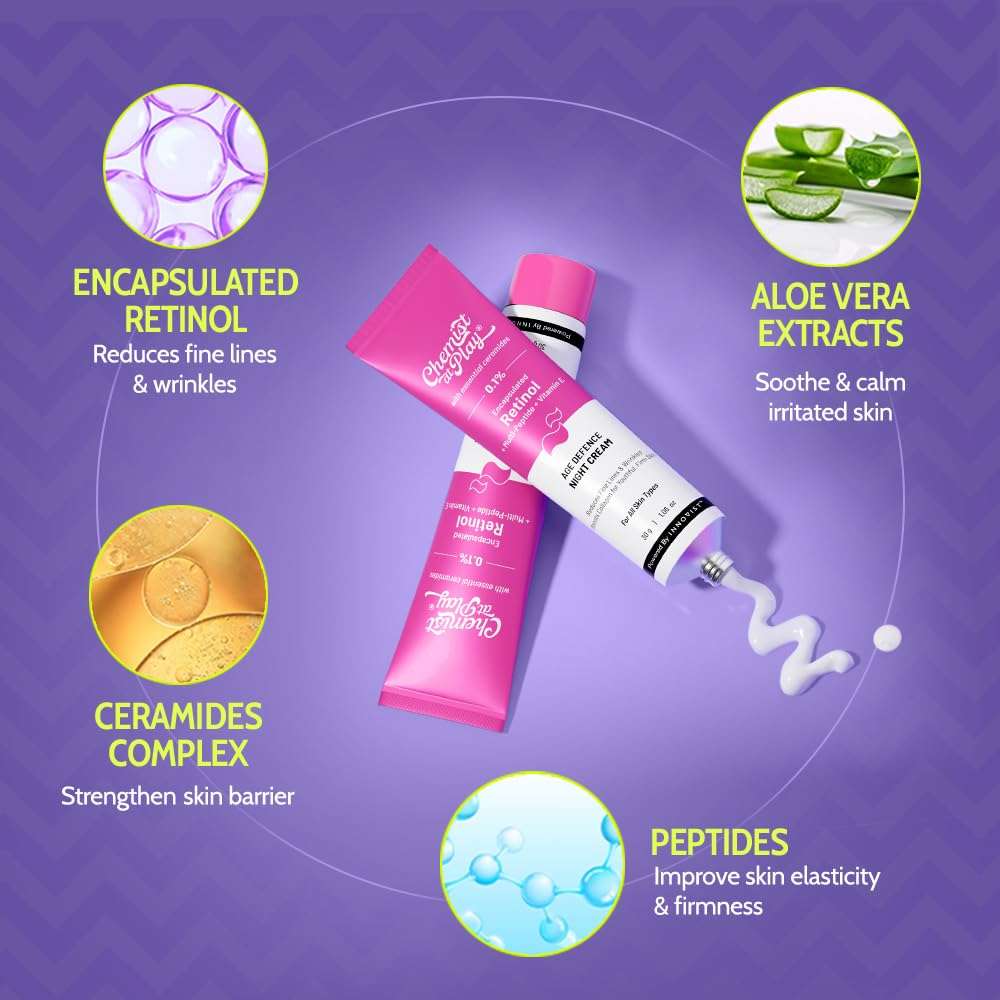 Chemist At Play 0.1% Retinol Night Cream | Reduces Wrinkles, Fine Lines & Sunspots | Anti-Ageing Formula | Lightweight & Fast-Absorbing | Beginner Friendly | All Skin Types | Boosts Collagen | 30 g 4