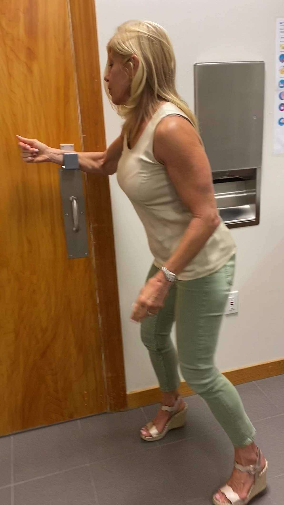 Sanitary Solutions Hands-Free Door Opener, Arm Door Pull (Rubber) Touchless. Sanitary Method for Opening Office and Bathroom Doors, Silver Aluminum and Grey Rubber 5