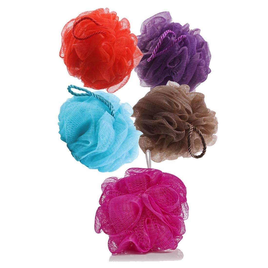 BoldnYoung Bath Shower Soft Loofah Sponge, Multicolour (Pack of 5) 1