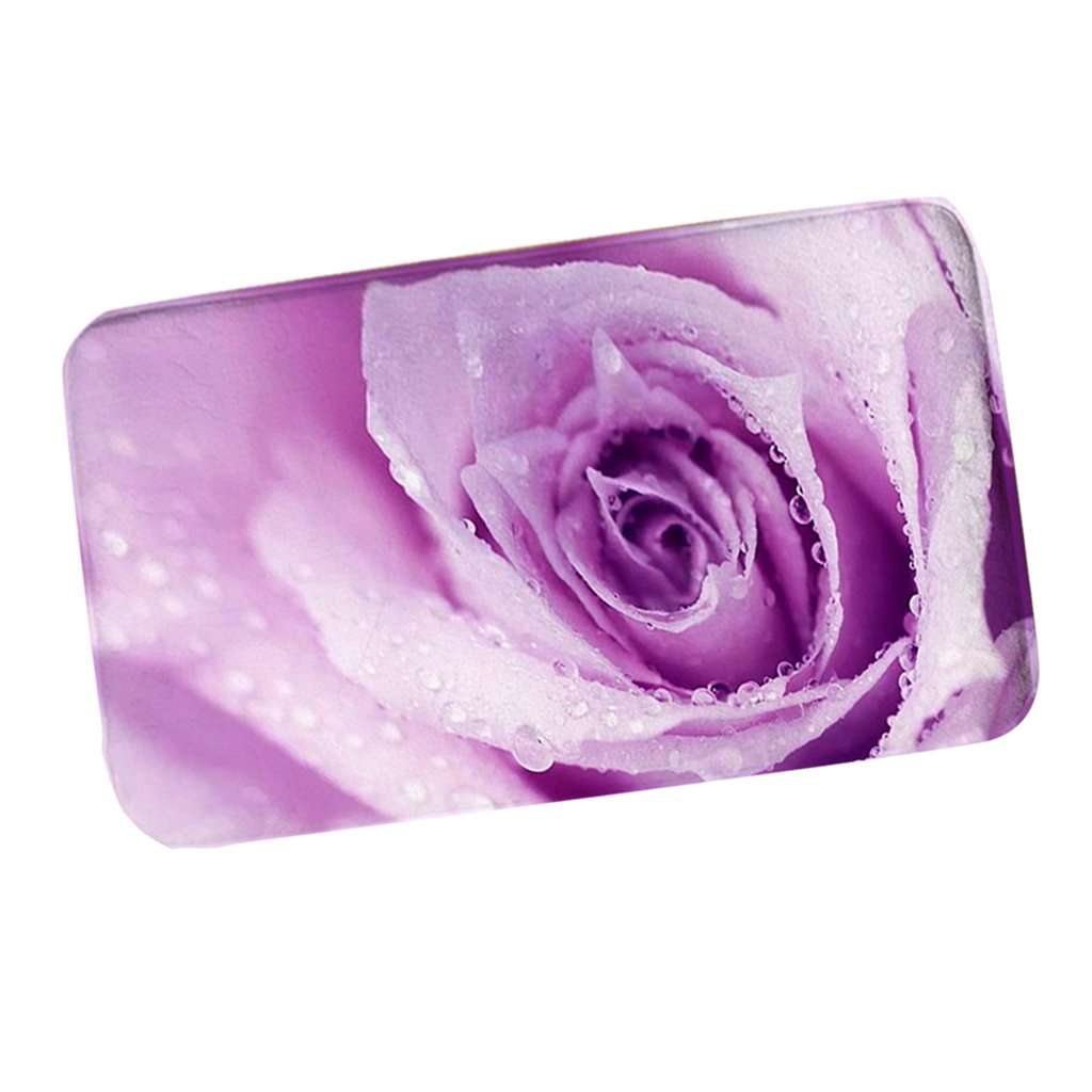 VMS INDIA Kitchen Floor Mat Comfort Anti Slip Flannel Indoor Bahroom Rug Purple Rose 4