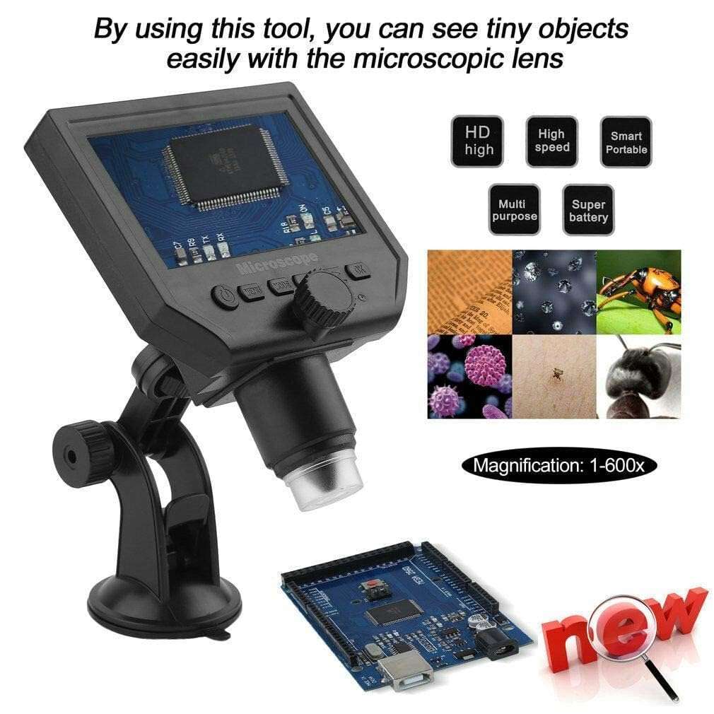 Portable Smart LCD Digital Microscope 4.3 Inch LCD HD 1-600x 3.6mp High Expansion 1080p/720p/VGA Image Sensor with Adjustable Stand for QC/Industrial/Collection Inspection 6