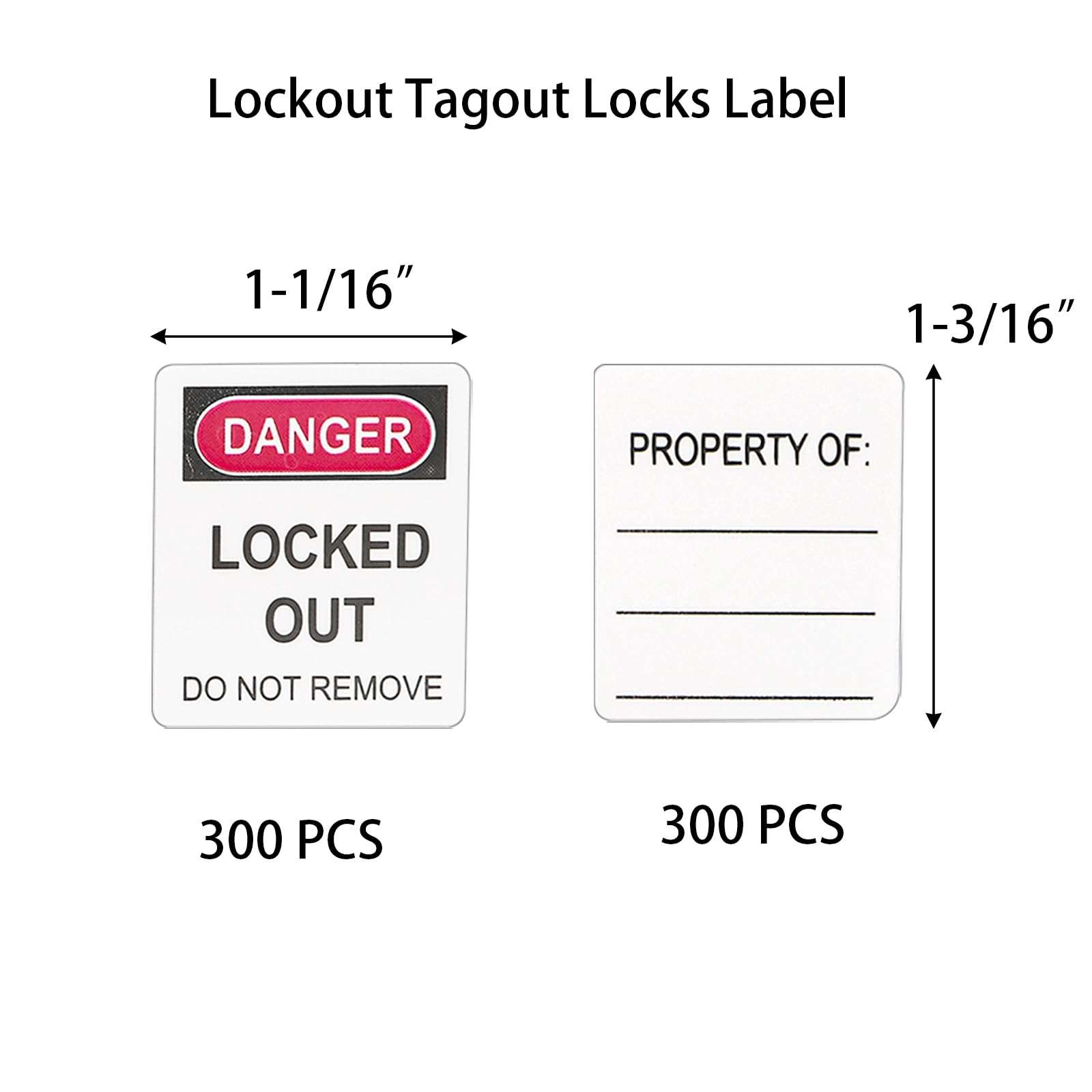 Jucoan 300 Sets Lockout Tagout Tags, Dual Sided Danger Locked Out Do Not Remove Loto Padlocks Labels Stickers 1 x 1-3/16 Inch, Waterproof, Tear Resistant 3