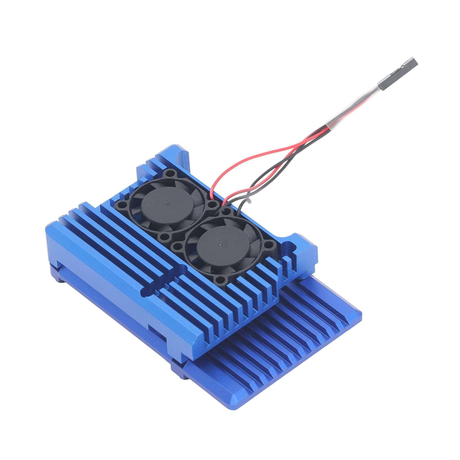 4B Cooling Fan Metal Shell Aluminum Alloy Case with Heatsink Cooling Fan for Pi4 Motherboard (Blue) 4