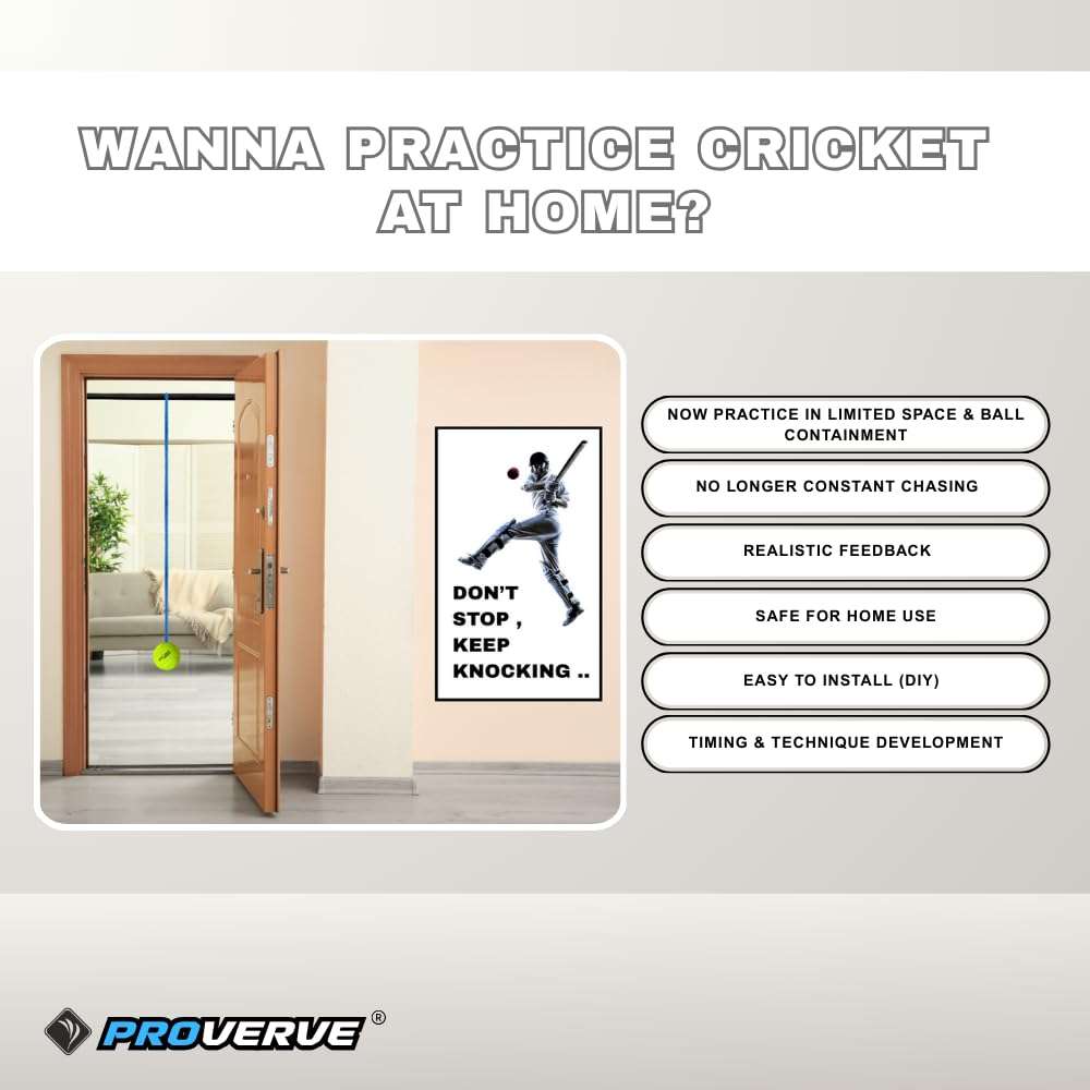 PROVERVE Cotton Hanging Tennis Ball for Kids | Cricket Hanging Ball for Practice | Easy to Hang & Ideal for Indoor and Outdoor Batting and Heavy Training | with Carry Pouch (Pack of 1), Green 4