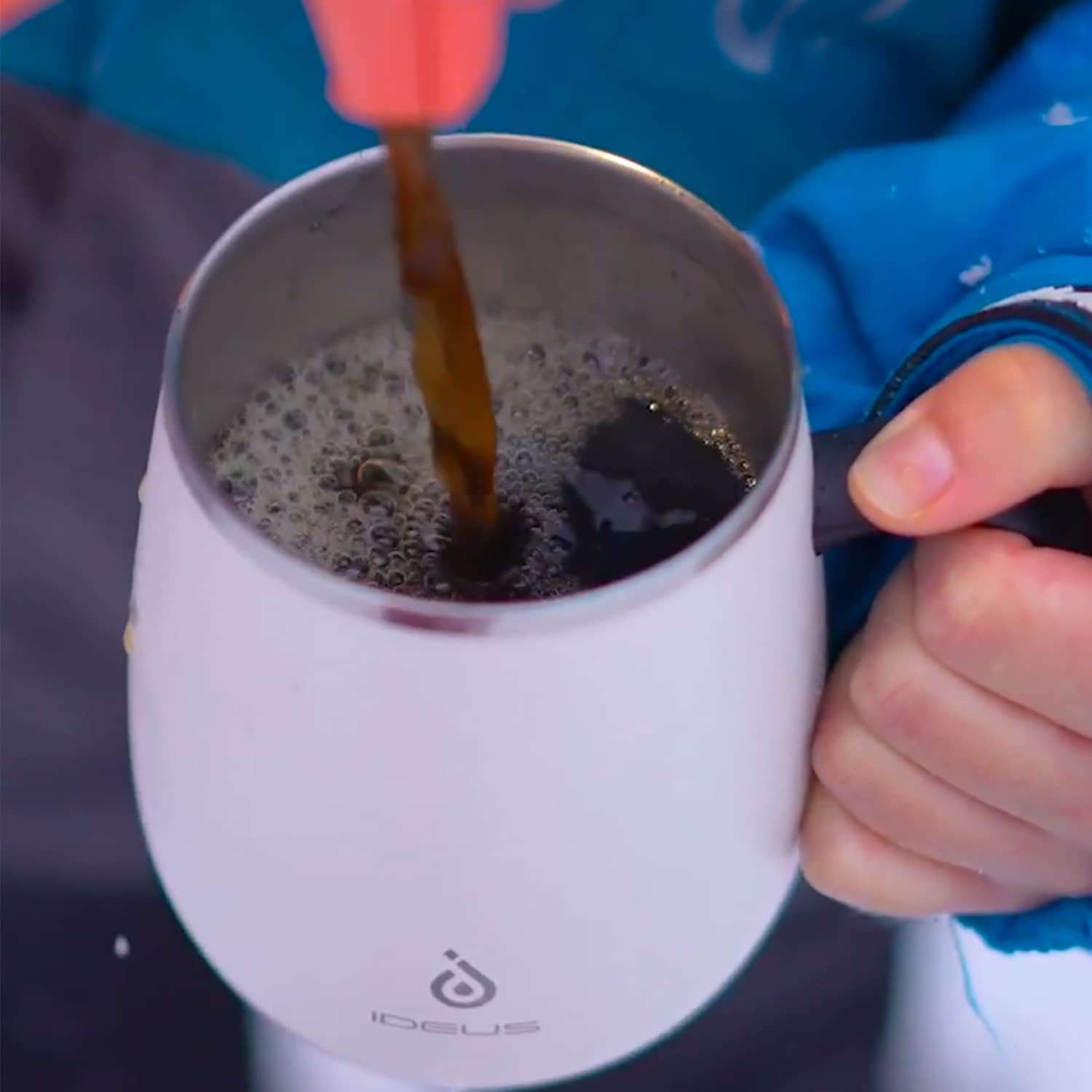 Ideus 16 oz (470 ml) Insulated Coffee Mug with Handle and Lid, Double Wall Stainless Steel Vacuum Thermal Coffee Mug, Travel Coffee Cup Thermal Cup for Home and Office (Snow Mountain White) 5