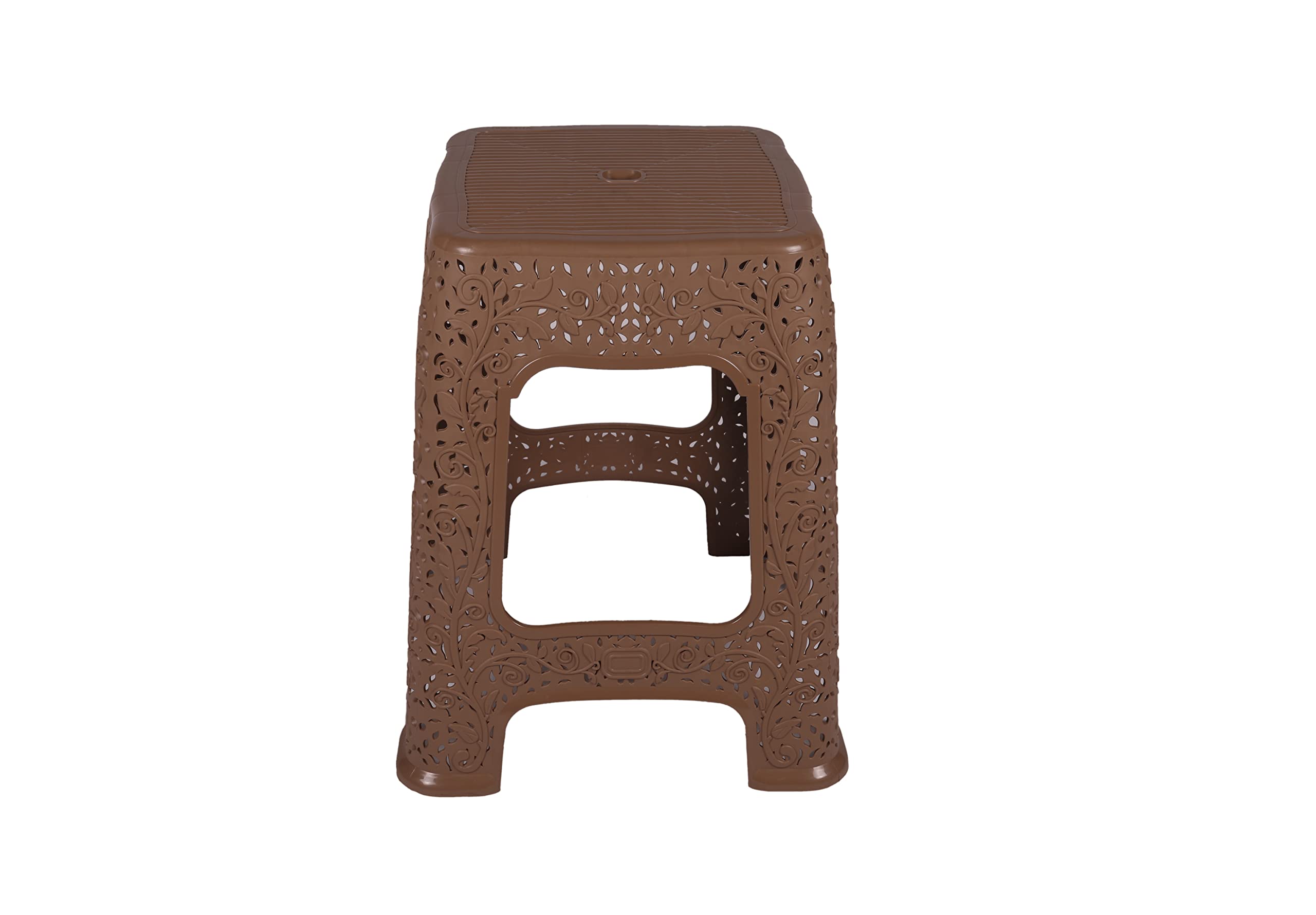 Nilkamal STL30 Strong and Durable Plastic Seating Stool for Home | Bedroom | Bathroom | Kitchen | Living Room | Office | Adult Stool with high Load Capacity (Rattan Dark Beige)