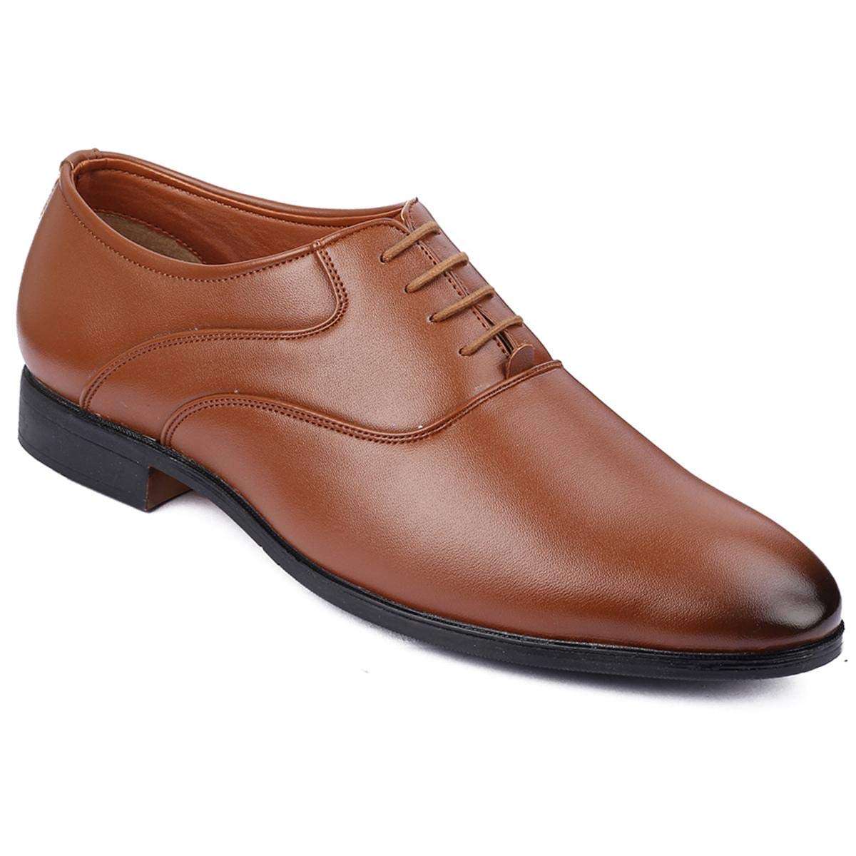 MUTAQINOTI Men's Tan Classic British Leather Shoes for Men Formal 7 UK Czech - MQLXPLRGTN007 1