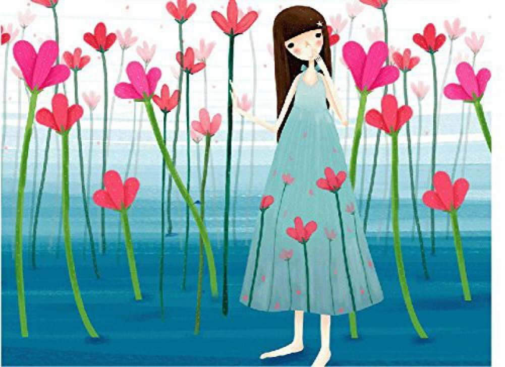 Colour Talk DIY Oil Painting, Paint by Number Kits for Kids - Petal Girl 20X30cm. 1